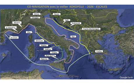 Gruissan à Corfou - mai à octobre 2026 | Choisissez votre étape parmi les 17 escales de Kokopelli